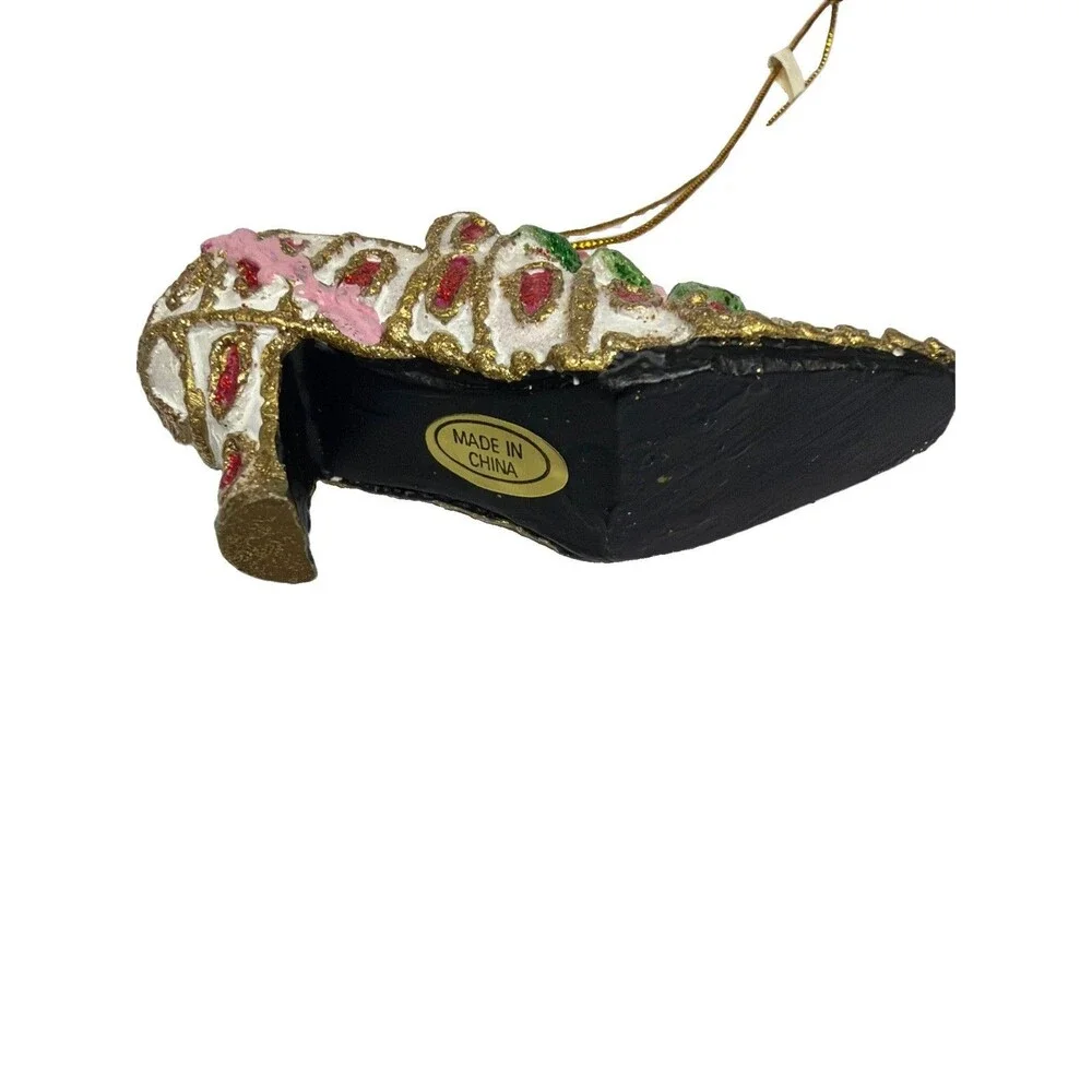 Victorian Rococo Style Ornament Ornate Shoe Resin Embellished Sparkly Christmas